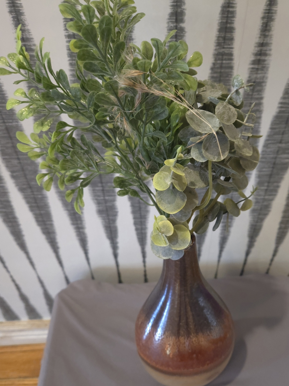Large Decorative Ceramic Vase Brown Tan Drip Glaze Bottle Vase Rustic Farmhouse - Picture 8 of 11